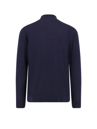 Kiton Ciro Paone Wool Long-sleeved Polo T-shirt In Blue