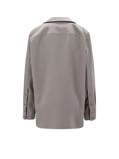 Jil Sander Wool Shirt With V-neckline And Front Tie In Green