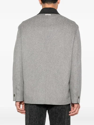 Lardini Wool Shirt Jacket With Contrasting Collar