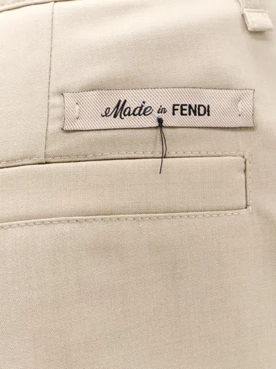 Fendi Virgin Wool Jojoba Shorts With 4 Pockets In Neutral
