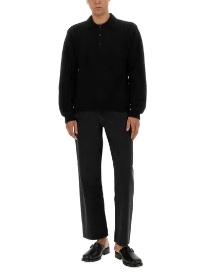 Sunflower Black Polo Shirt With Classic Collar And Ribbed Trims In Black
