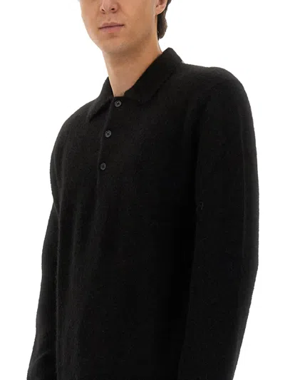 Sunflower Black Polo Shirt With Classic Collar And Ribbed Trims In Black