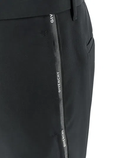 Givenchy Men Wool Trouser With Logoed Bands On The Side In Black