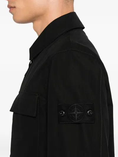Stone Island Zipper Jacket With Chest Pocket In Black