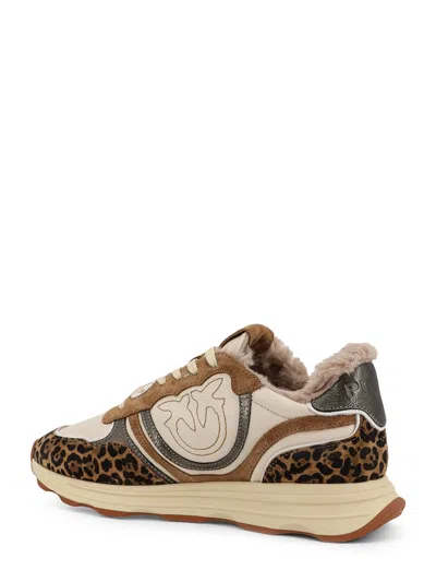 Pinko Zoe 01 Leather Sneakers With Leapadrata Pattern