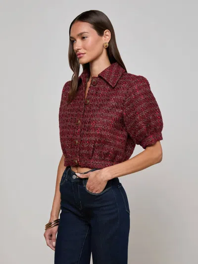 L Agence Cove Cropped Tweed Jacket In Multi