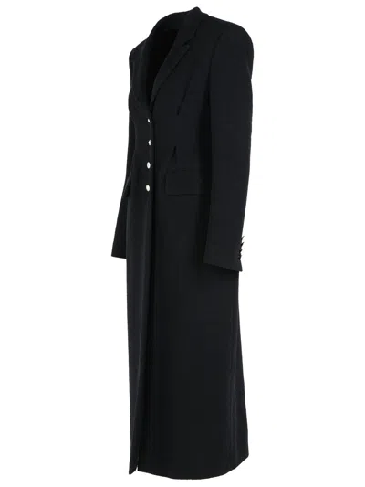 Alessandra Rich Wool Blend Coat Button Detailing In Black