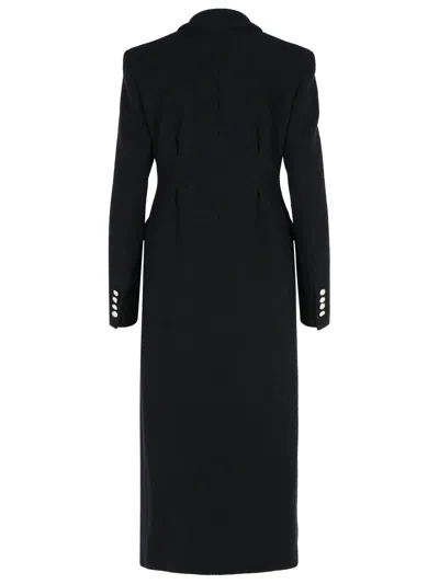 Alessandra Rich Wool Blend Coat Button Detailing In Black
