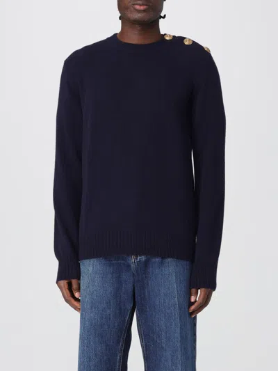 Balmain Classic Crew Neck Sweater In Blue