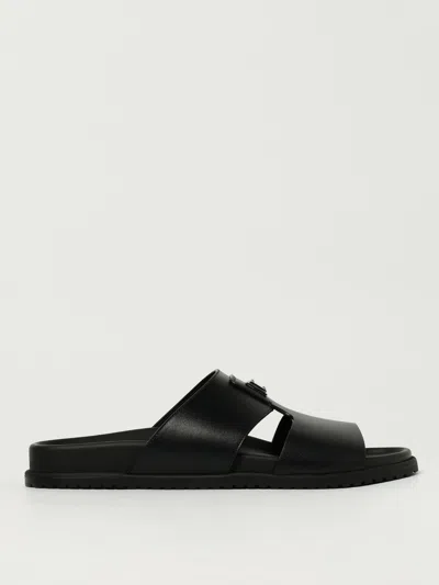 Dolce & Gabbana Dolce&gabbana Men Logo Leather Sandals In Black