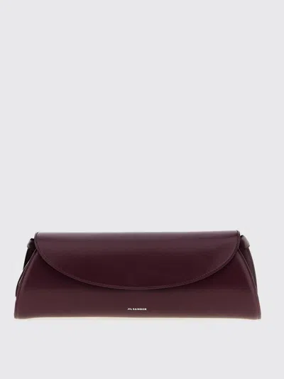 Jil Sander Small Rectangular Shoulder Bag With Adjustable Strap In Burgundy