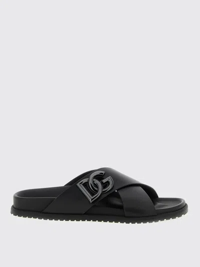 Dolce & Gabbana Calfskin Sandal In Black