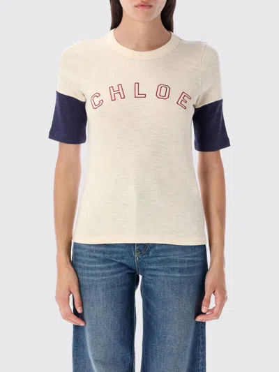 Chloé Chloe' Women Fitted Logo T-shirt In White