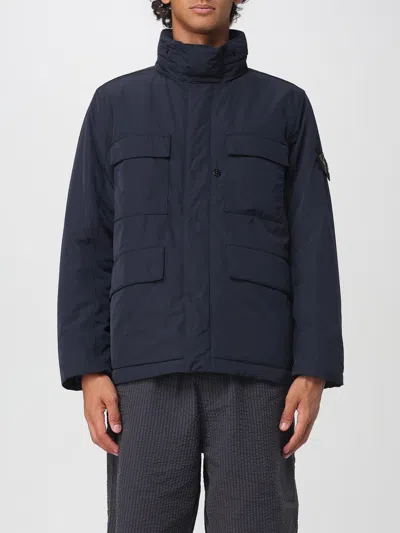 Stone Island Jacket With Compass Application In Blue