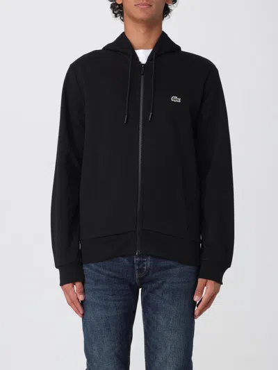 Lacoste Classic Fit Fleece Hoodie In Black