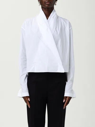 Alberta Ferretti White Cotton Blouse With Wrap Design In White