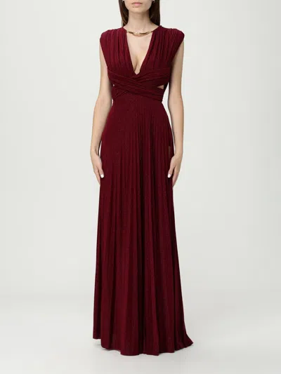 Elisabetta Franchi Lurex Sleeveless Dress In Brown