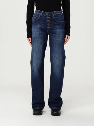 Dondup Wide Leg Cotton Jeans With Five Pockets In Blue