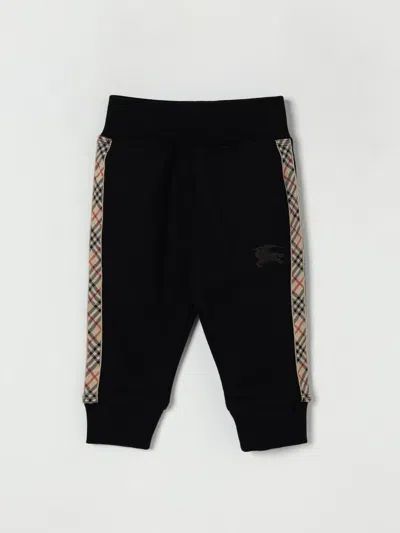 Burberry Jackson Check Trim Cotton Jogging Pants In Black