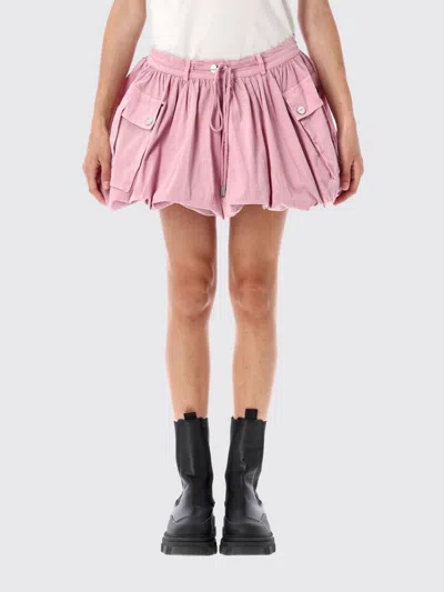 Ganni Flared Layered Frill Top In Pink