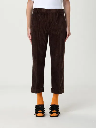 Moschino Corduroy Ribbed Trousers Rolled Hem In Brown
