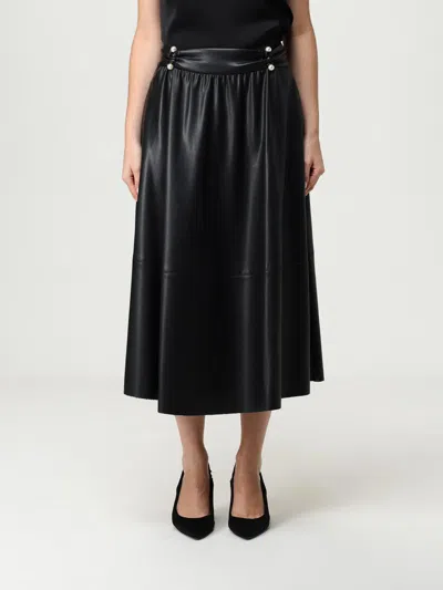 Liu •jo Liu Jo A-line Skirt With Button Detailing And Gathered Waistband In Black