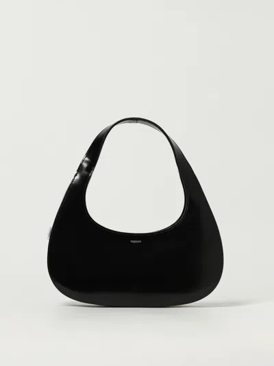Coperni Curved Glossy Top Handle Bag In Black