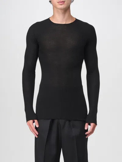 Rick Owens Men Black Ribbed Sweater, Xl Luxury Sweaters & Knitwear For Men Darveys In Black