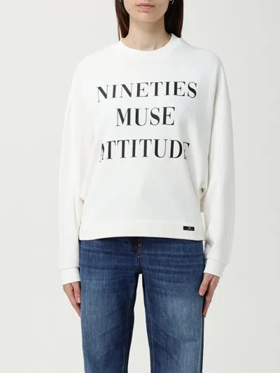 Elisabetta Franchi Oversized Sweatshirt With Bold Text Graphics In White