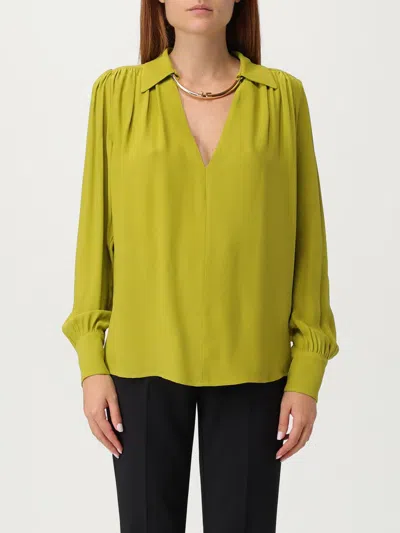 Elisabetta Franchi Long-sleeved Blouse With Classic Collar In Green