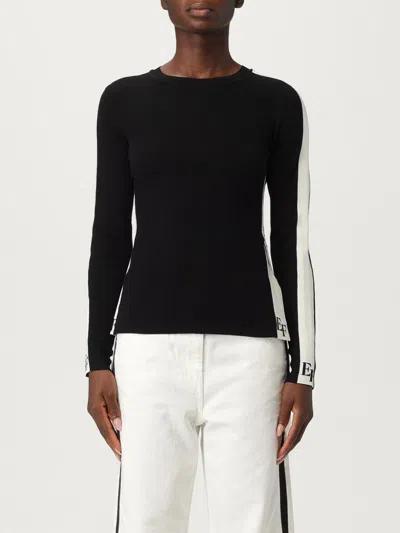 Elisabetta Franchi Viscose Sweater With Shiny Bands In Black