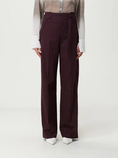 Patrizia Pepe Checked Fluid Trousers In Burgundy
