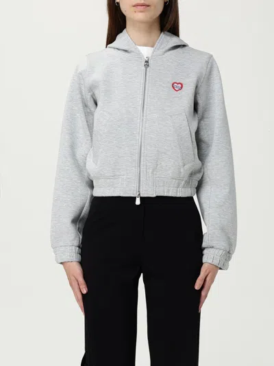 Pinko Sweat-shirt Court À Capuche Style Bomber In Gray