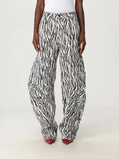 Rotate Birger Christensen Zebra Print Cargo Trousers With Back Pockets In Multi