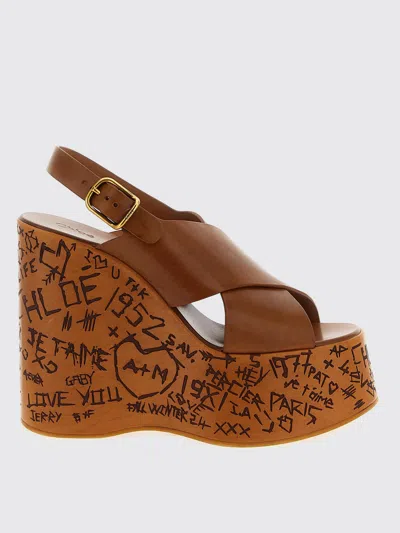 Chloé Maxime Wedge Sandal In Brown