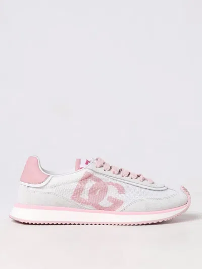 Dolce & Gabbana Dg Cushion Sneakers In Lace And Fabric In Pink