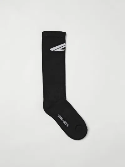 Dsquared2 Black Socks For Boy With White Logo In Black