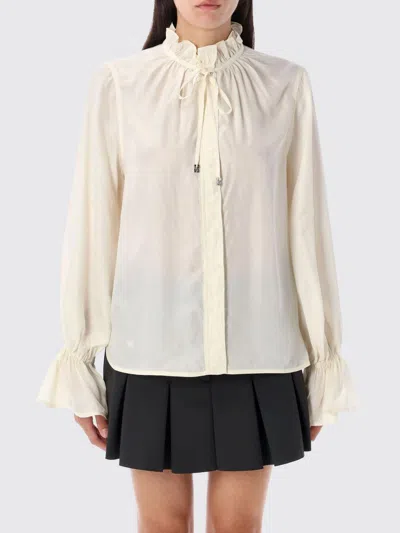 Ganni Shirt With Bow In White