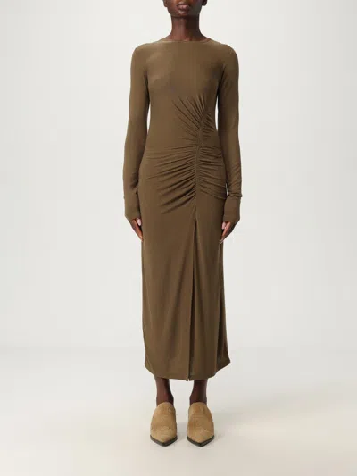 Isabel Marant Étoile Isabel Marant Etoile Women 'jelina' Green Midi Dress With Round Neck And Ruched Details In Modal Str In Green