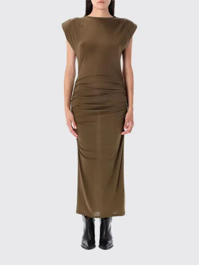 Isabel Marant Étoile Midi Dress With Cap Sleeves And Ruched Detailing In Brown