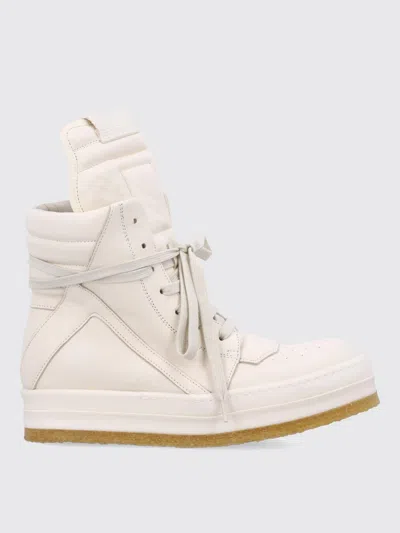 Rick Owens Geobasket High Top Sneaker Perforated Toe In White