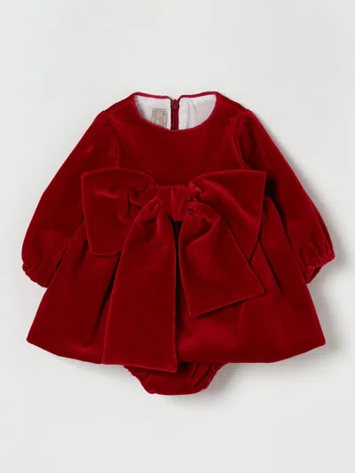La Stupenderia Red Velvet Dress For Baby Girl With Bows In Red