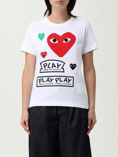 Comme Des Garçons Play Heart Patch T-shirt In White