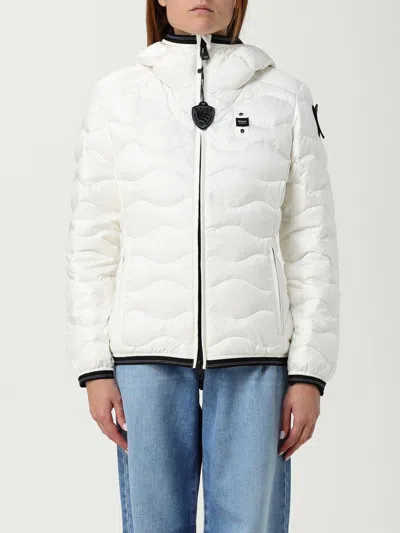 Blauer Puffer Jacket With Distinctive Wavy Quilting And Hood In White