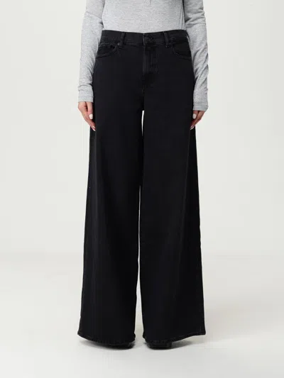 7 For All Mankind High-waisted Wide Leg Trousers With Bold Cuffs In Black
