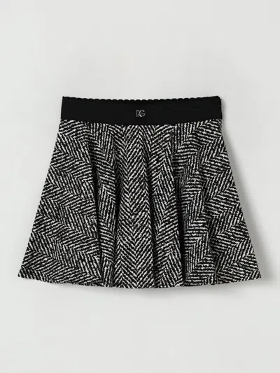 Dolce & Gabbana Chevron Pleated Skirt In Black