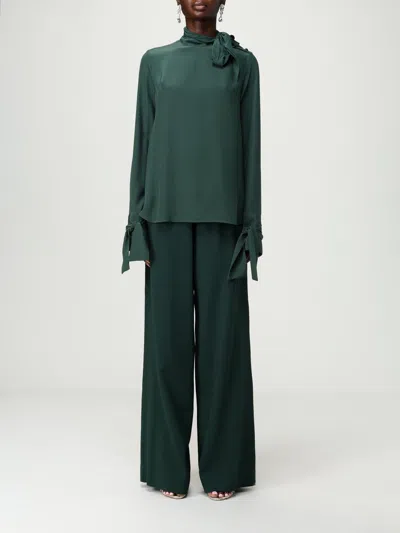 Ermanno Scervino Blusa In Seta Stretch Verde Scuro  Donna In Green