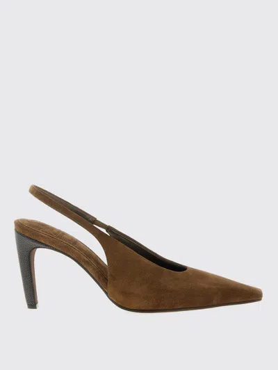 Brunello Cucinelli 'precious Heels' Slingback In Brown