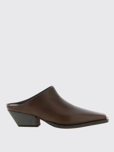 Brunello Cucinelli 'precious Heels' Sabots In Brown