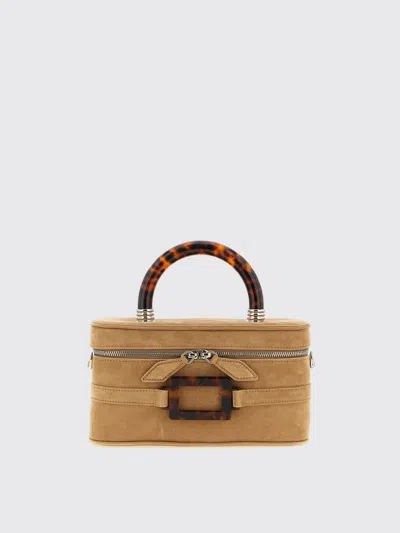 Roger Vivier Mini Rectangular Suede Vanity Handbag In Neutral